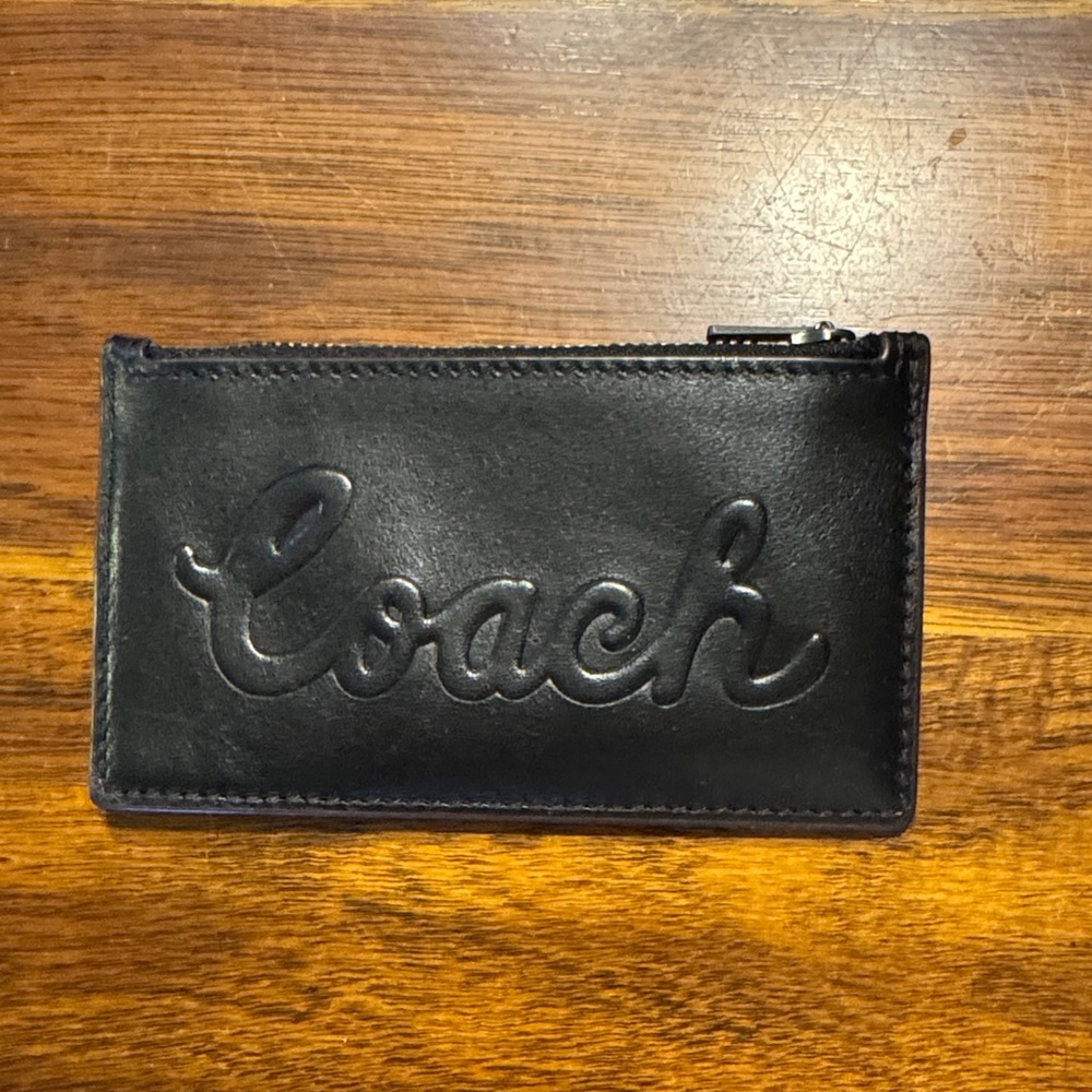 Coach Black Leather Zip Card Case